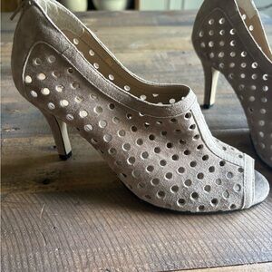 Like New! Peep-Toe Suede Bootie heels